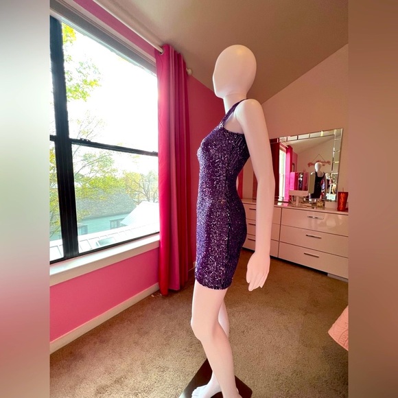 FASHION Nova Purple Sequin Mini Dress Petite XS - Picture 5 of 10